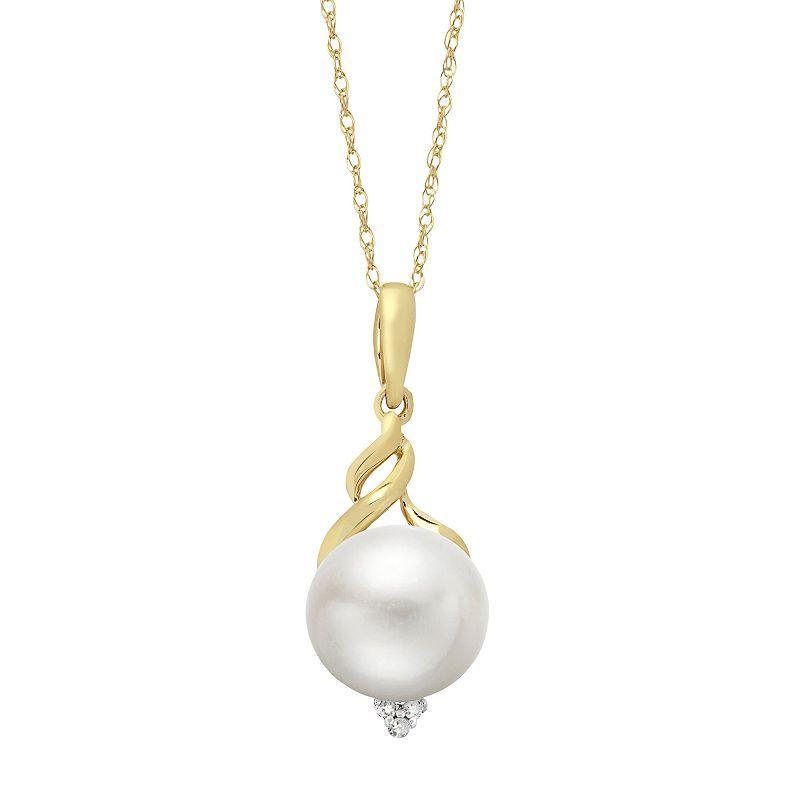 PearLustre by Imperial 10k Gold Freshwater Cultured Pearl & Diamond Accent Pendant, Womens Product Image