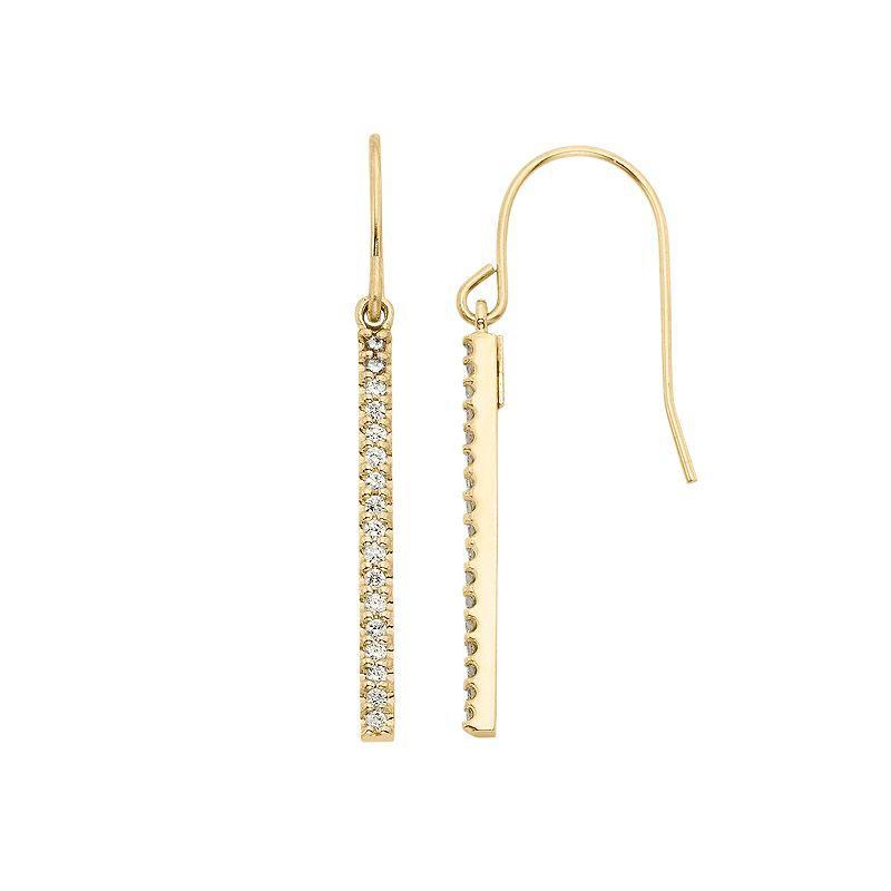 1/4 Carat T.W. Diamond 10k Gold Over Silver Stick Drop Earrings, Womens, White Product Image