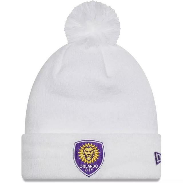 Mens New Era White Orlando City SC Jersey Hook Cuffed Knit Hat with Pom Product Image