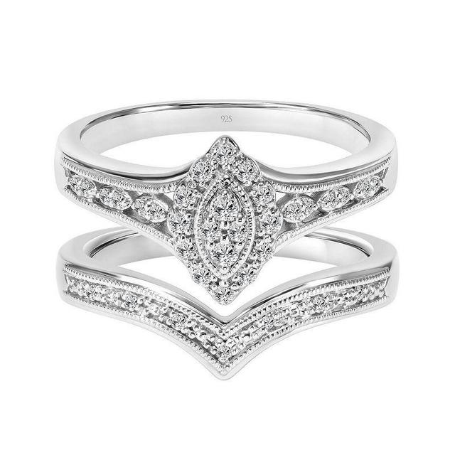 Love Always Sterling Silver 1/5 Carat T.W. Diamond Marquise-Shape Engagement Ring Set, Womens Product Image