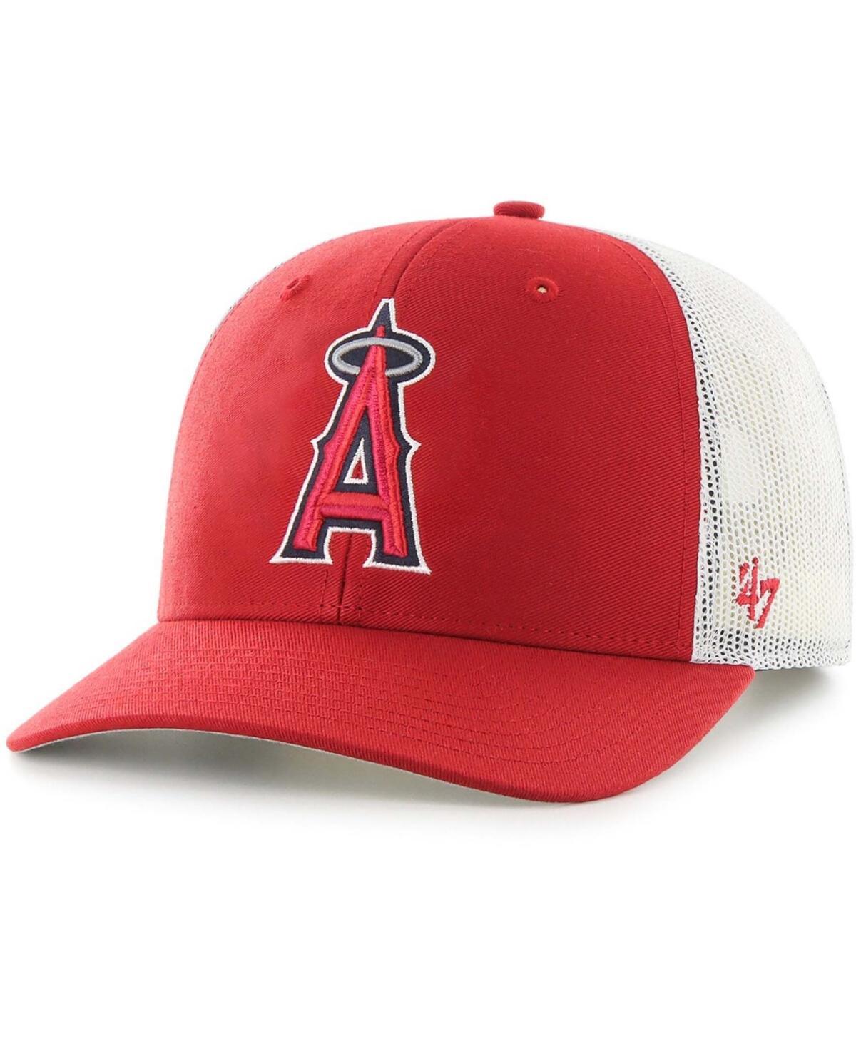 Mens Red Los Angeles Angels Primary Logo Trucker Snapback Hat - Red Product Image