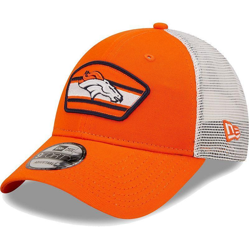 Mens New Era /White Denver Broncos Logo Patch Trucker 9FORTY Snapback Hat Product Image