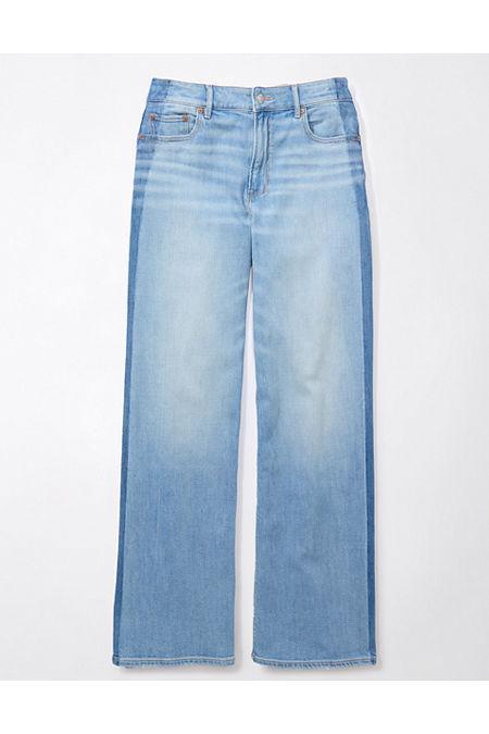 AE Dreamy Drape Stretch Side Stripe Super High-Waisted Baggy Wide-Leg Jean Women's Product Image