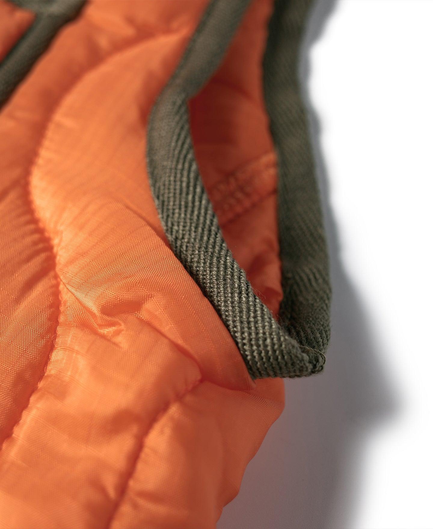 Military Style Quilted Padded Ripstop Nylon Vest - Orange Product Image