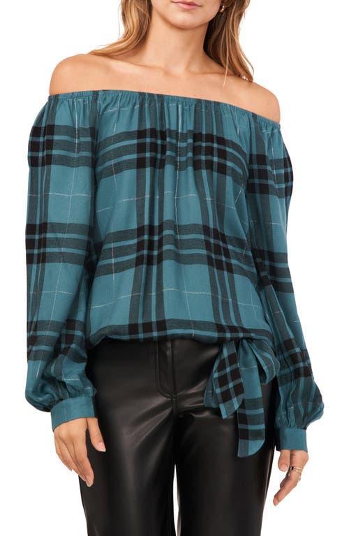 Vince Camuto Metallic Plaid Off the Shoulder Top Product Image