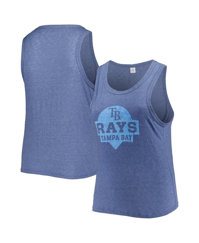 Womens Soft as a Grape Tampa Bay Rays Plus Size High Neck Tri-Blend Tank Top Blue Product Image