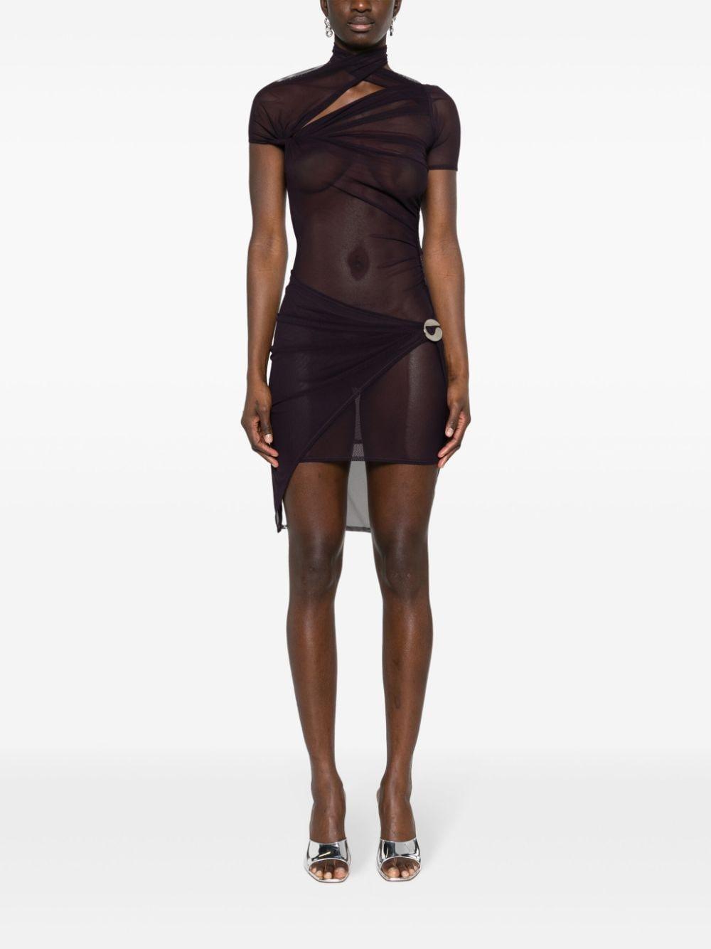 asymmetric sheer mesh dress Product Image