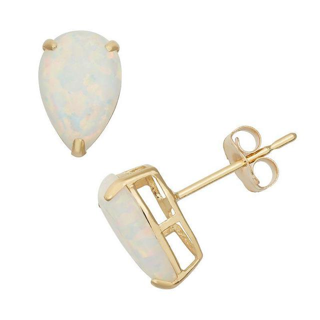 Designs by Gioelli Lab-Created Opal 10k Gold Teardrop Stud Earrings, Womens, White Product Image