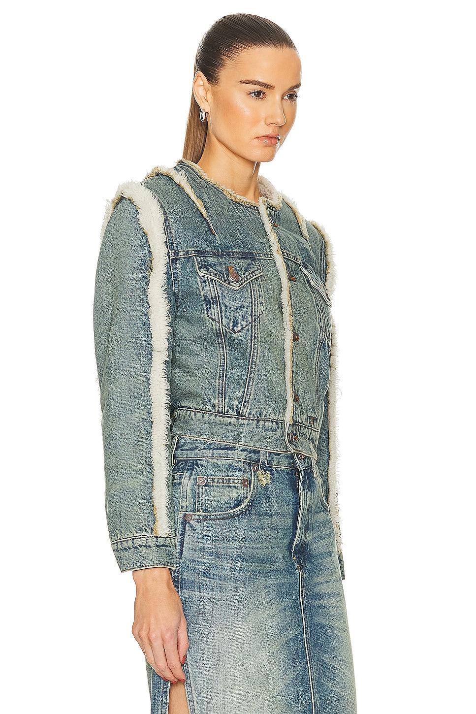 Womens Sherpa-Lined Denim Trucker Jacket Product Image