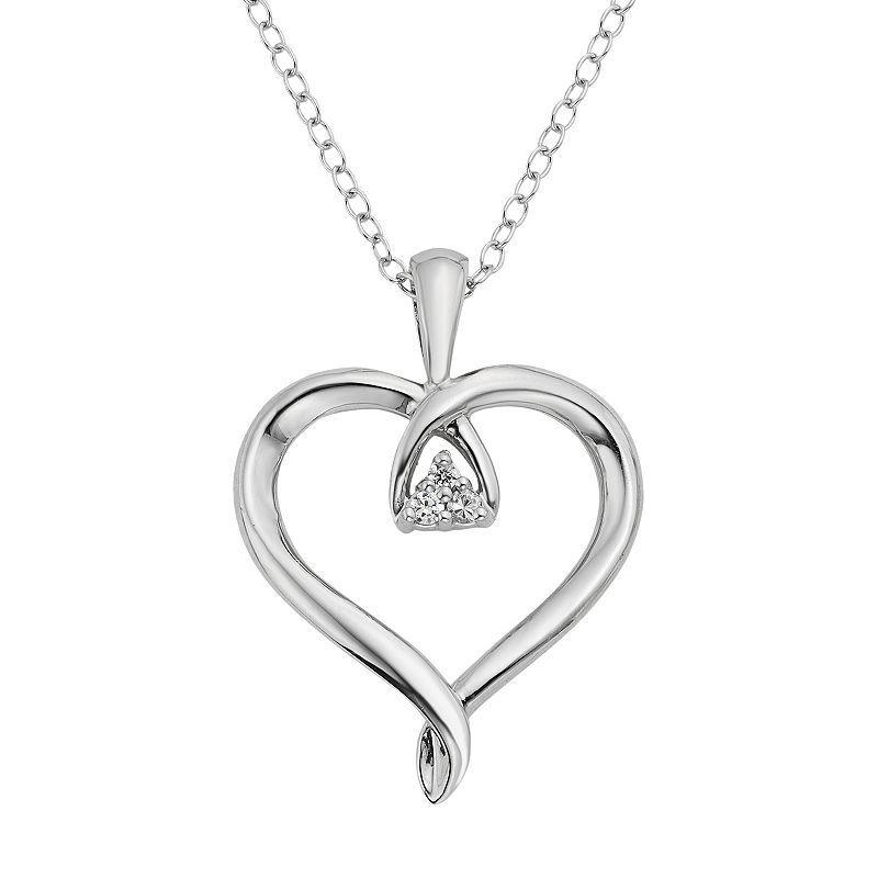 Diamond Accent Sterling Silver Heart Pendant Necklace, Womens White Product Image