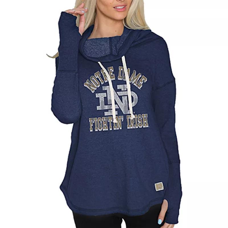 Womens Original Retro Brand Navy Notre Dame Fighting Irish Funnel Neck Pullover Sweatshirt Product Image