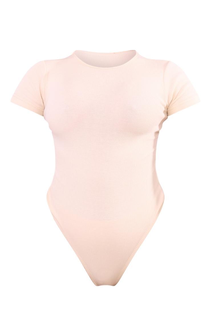 Cream Rib Short Sleeve Bodysuit Product Image