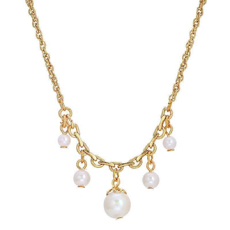 1928 Gold Tone Simulated Pearl Drop Necklace, Womens, White Product Image