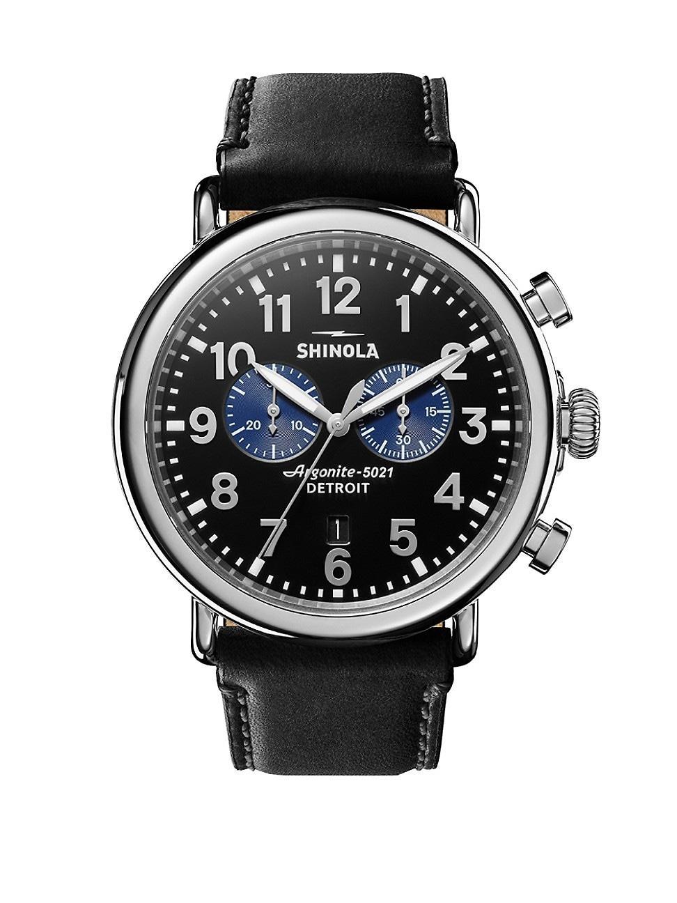 Shinola The Runwell Chrono Leather Strap Watch, 47mm Product Image