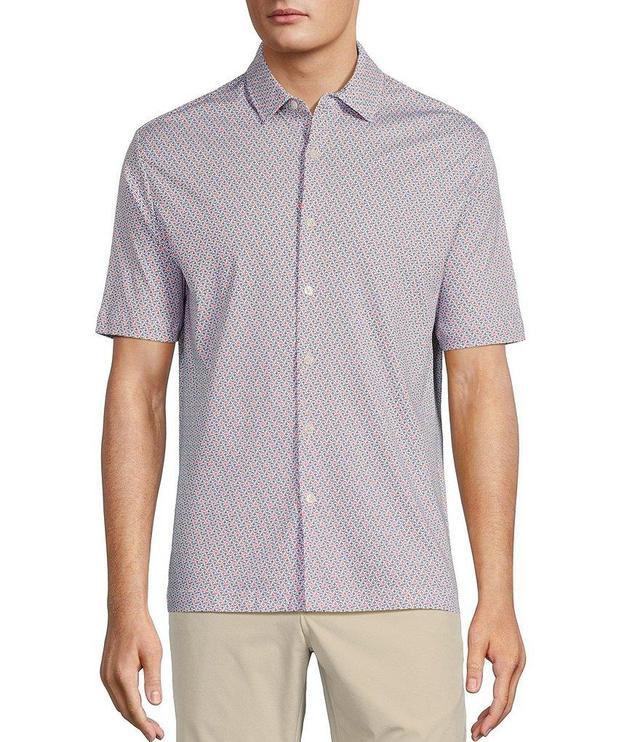 Hart Schaffner Marx Shoreline Collection Short Sleeve Anchor Geo HartSoft Coatfront Shirt Product Image