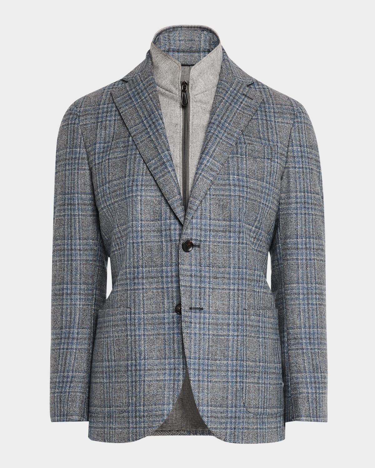 Men's Plaid Sport Coat with Solid Vest Product Image