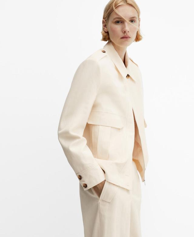 MANGO - Pocketed cotton jacket off whiteWomen Product Image