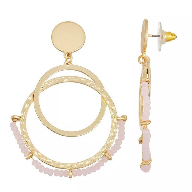 Sonoma Goods For Life Gold Tone Interlocking Hoop Beaded Earrings, Womens, White Product Image