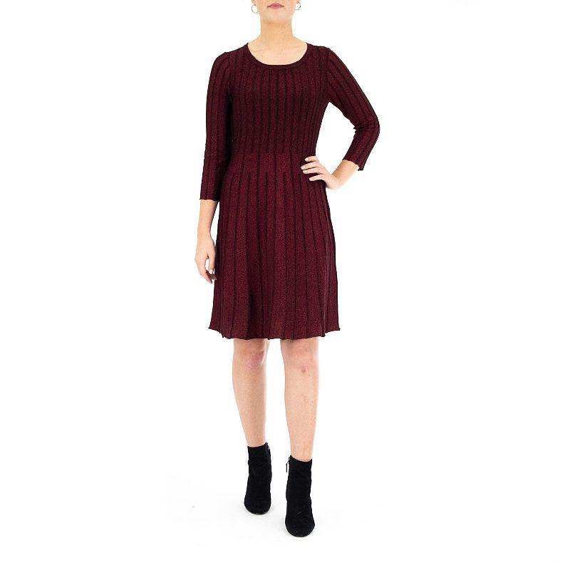 Womens Nina Leonard Ribbed Lurex Sweater Dress Oxford Product Image