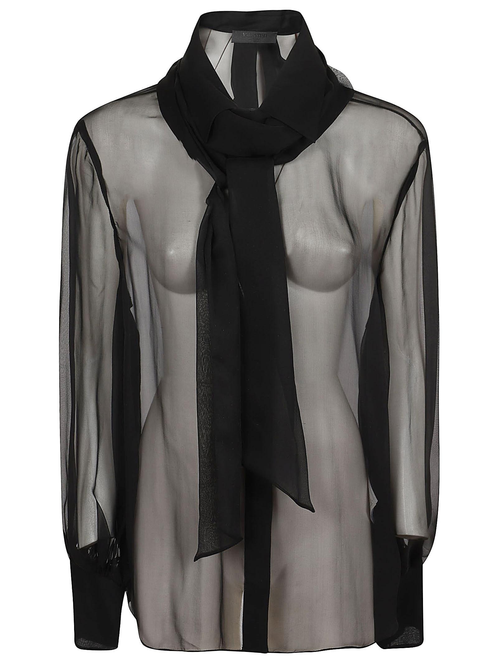 Chiffon Shirt Scarf Neck In No Nero Product Image