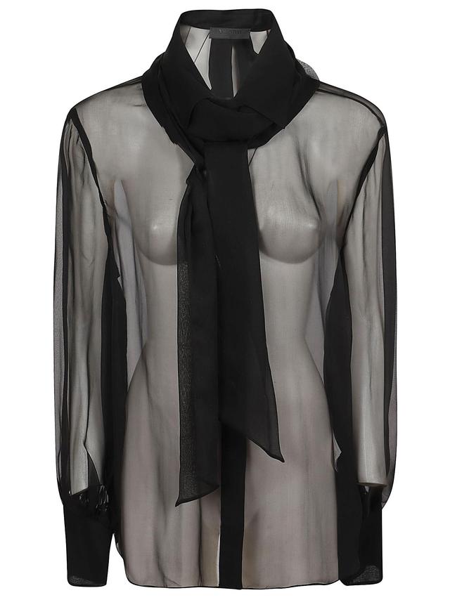 Chiffon Shirt Scarf Neck In No Nero Product Image