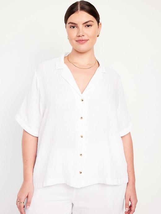 Crinkle Gauze Button-Down Top Product Image