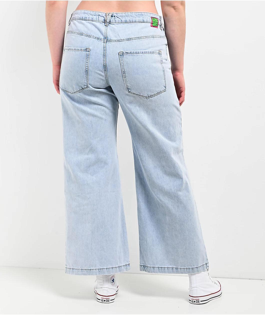 Empyre Allegra Palazzo Light Blue Wash Wide Leg Jeans Product Image