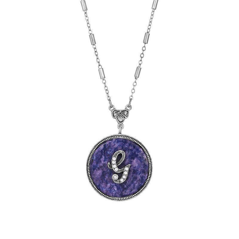 1928 Silver Tone Round Initial Pendant Necklace, Womens Product Image