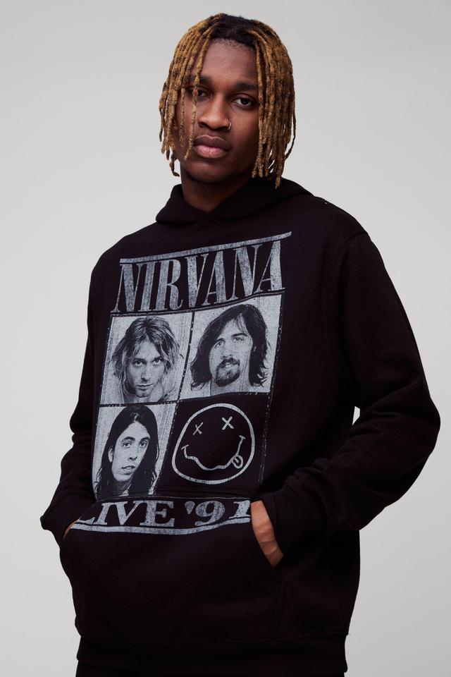 Tall Oversized Nirvana License Print Hoodie | boohooMAN USA Product Image