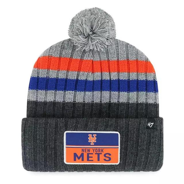 Mens 47 Gray New York Mets Stack Cuffed Knit Hat with Pom Product Image