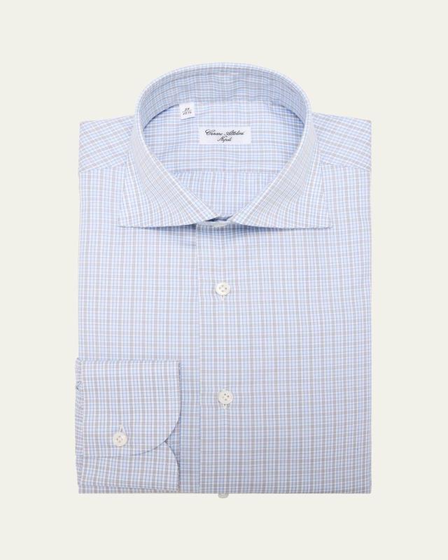 Mens Cotton Graph Check Dress Shirt Product Image