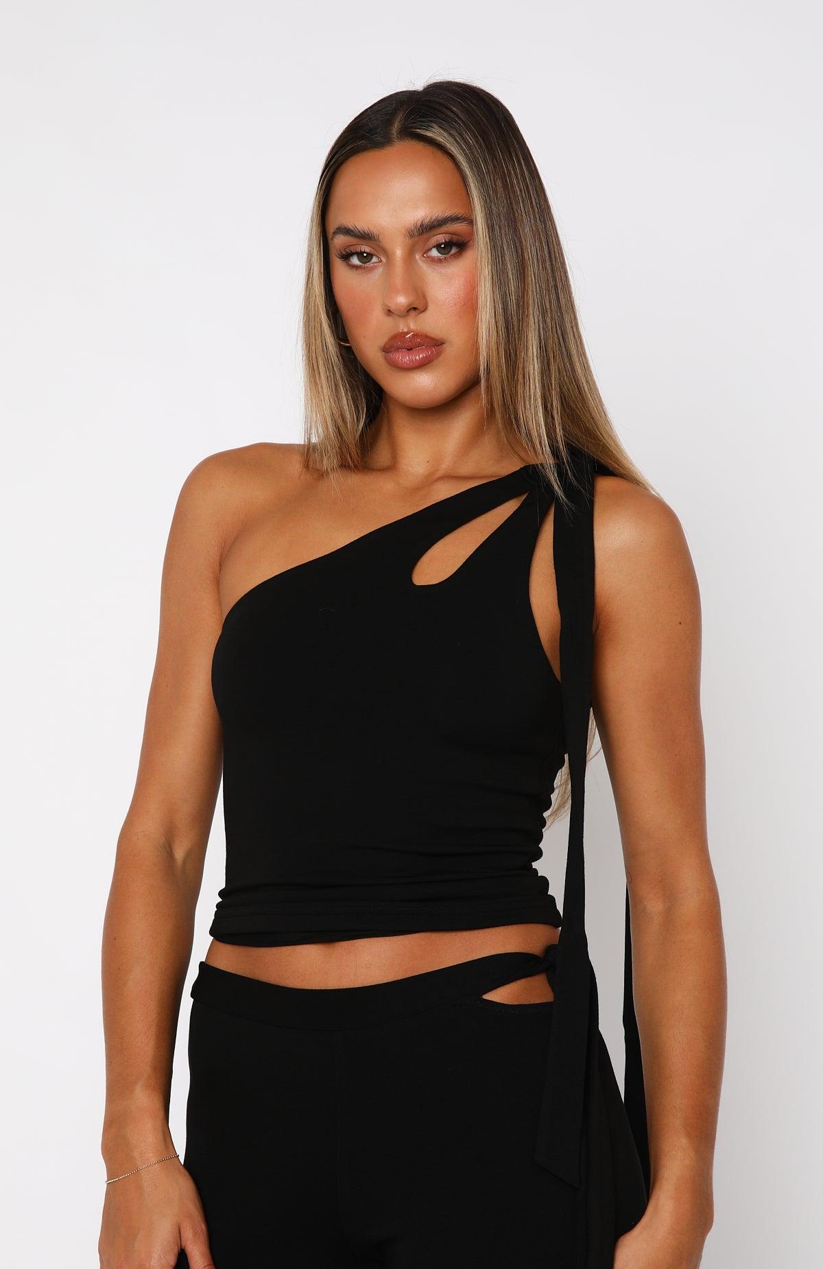 Reckless Romance One Shoulder Top Black Product Image