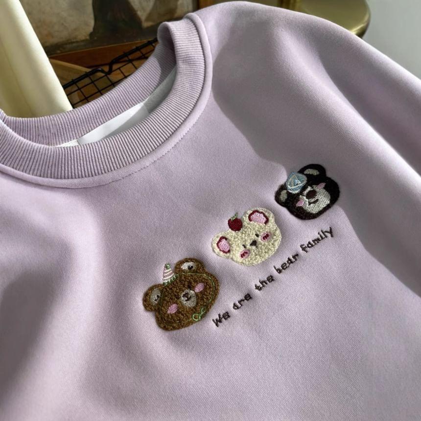 Crewneck Bear Embroidered Oversized Sweatshirt Product Image