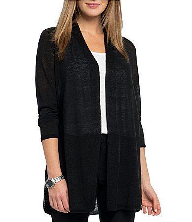 NIC  ZOE Lightweight Knit Long Sleeve Side Slit Open Front Cardigan Product Image