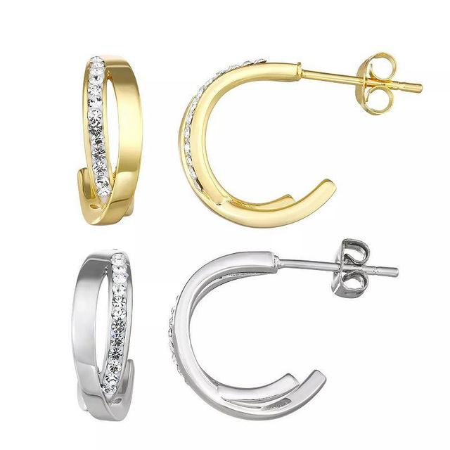 Chrystina Two-Tone Crystal C-Hoop Earring Set, Womens, White Product Image