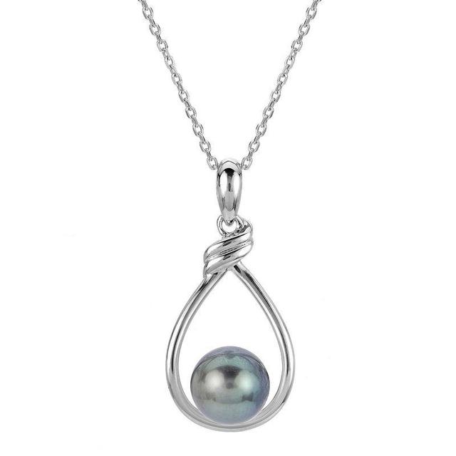 PearLustre by Imperial Sterling Silver Tahitian Cultured Pearl Twist Tear Drop Pendant Necklace, Womens Product Image