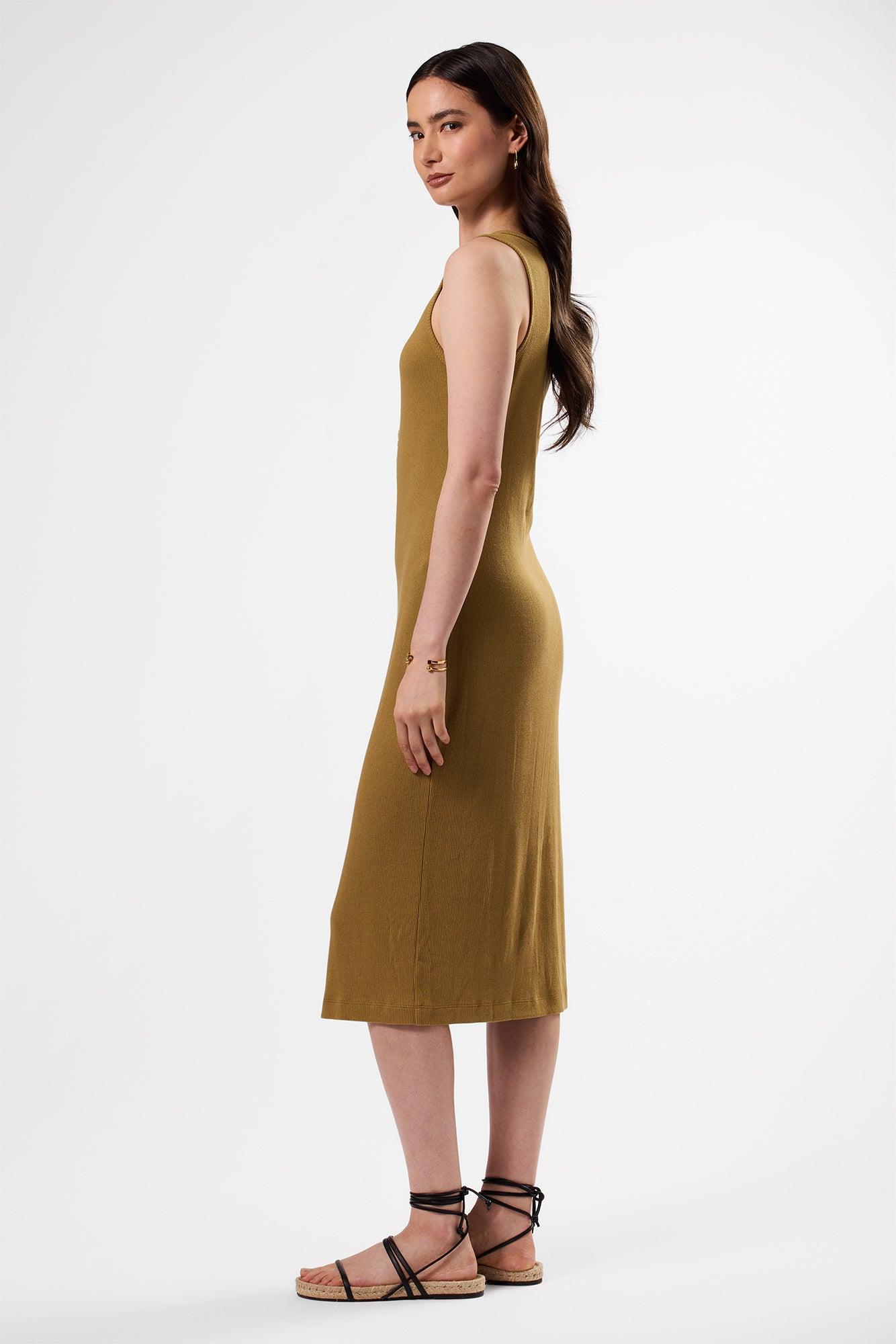 Deacon Organic Cotton Modal Rib Dress - Elm Product Image