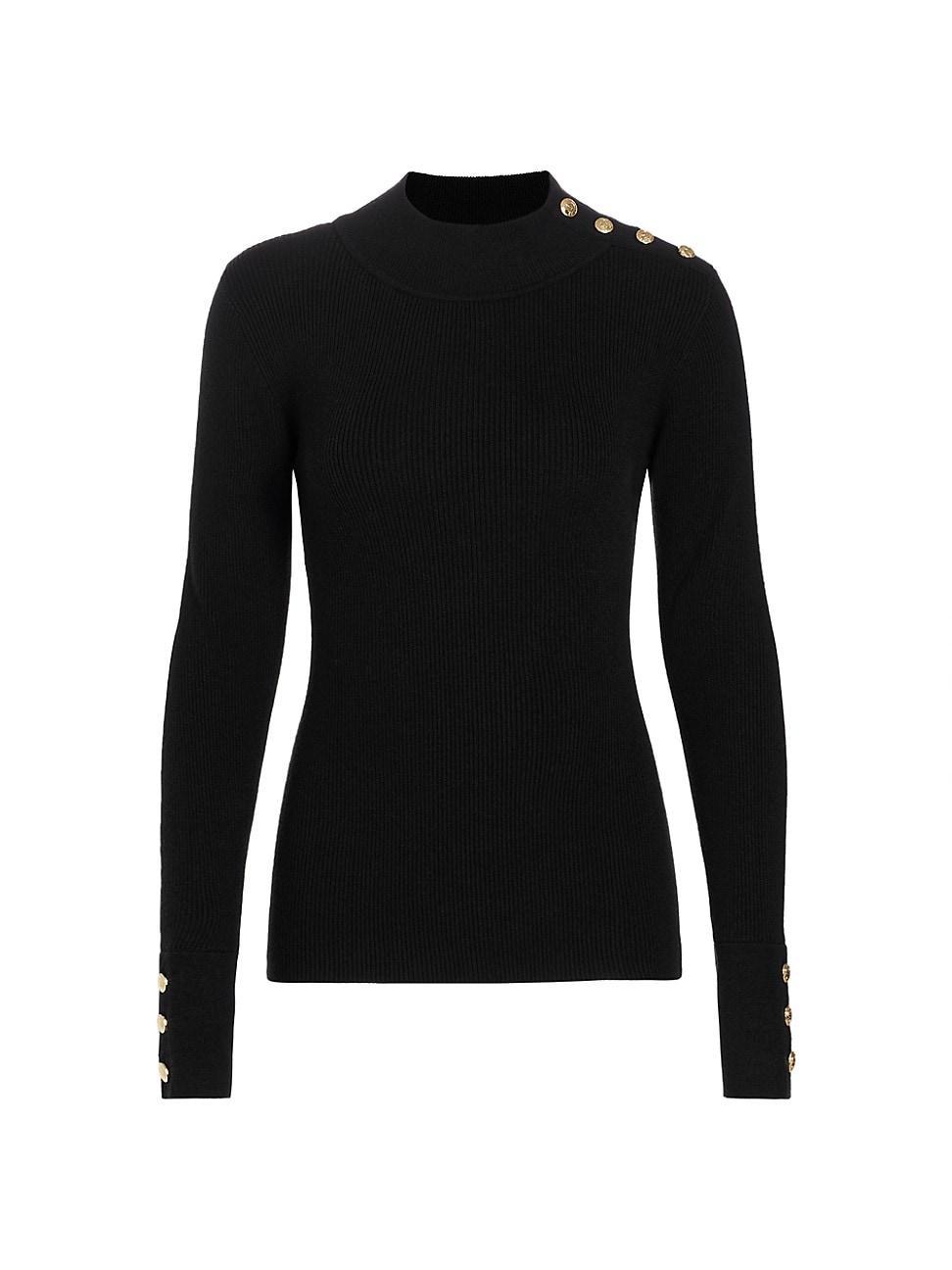 Womens Naya Button-Detailed Rib-Knit Sweater Product Image