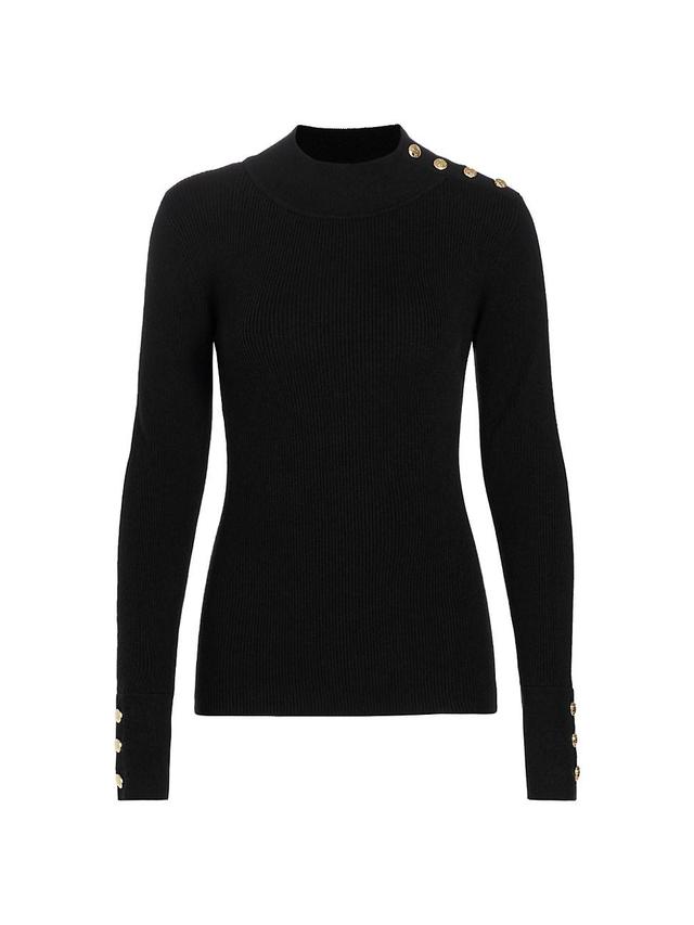 Womens Naya Button-Detailed Rib-Knit Sweater Product Image