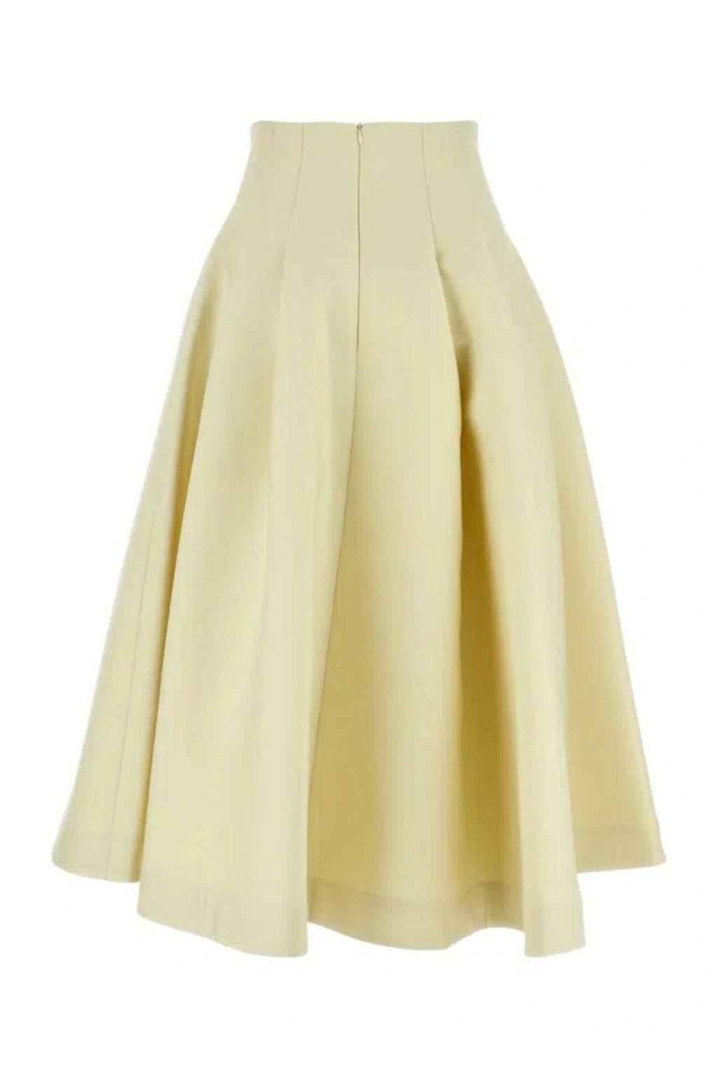 Pleated Wool Midi Skirt In White Product Image