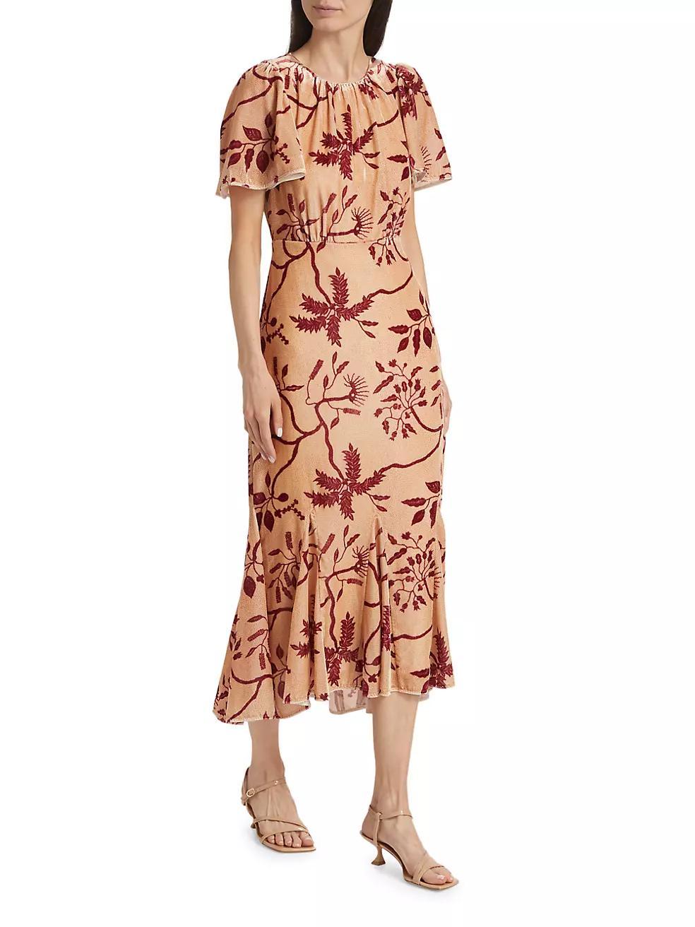 Cream Enchanted Vine Grande Arabella Floral Midi-Dress Product Image