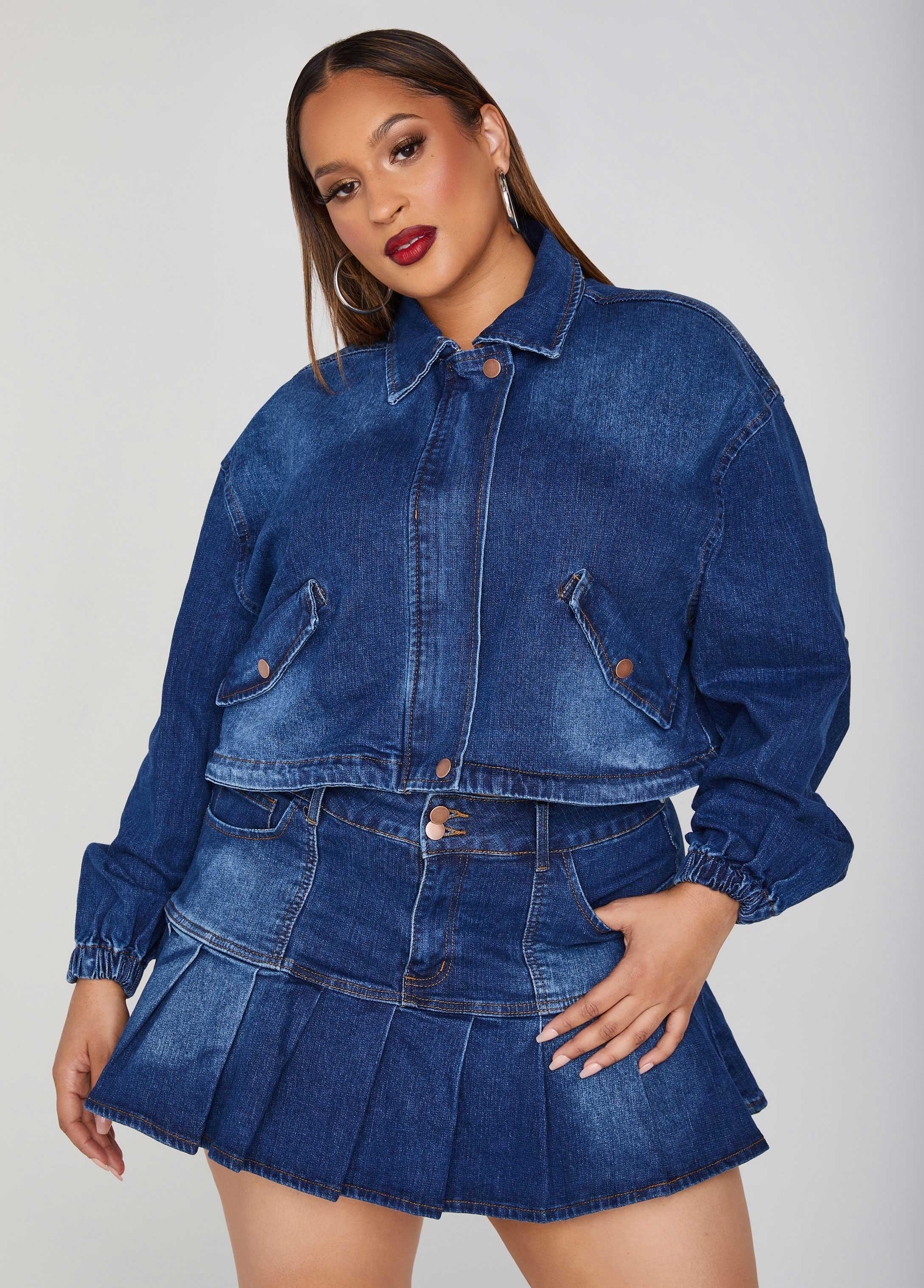 Cropped Drawstring Denim Jacket Product Image