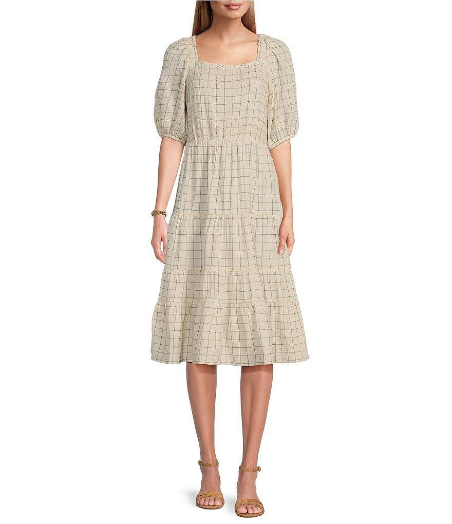 Nurture By Westbound Petite Size Short Sleeve Square Neck A-Line Dress Product Image