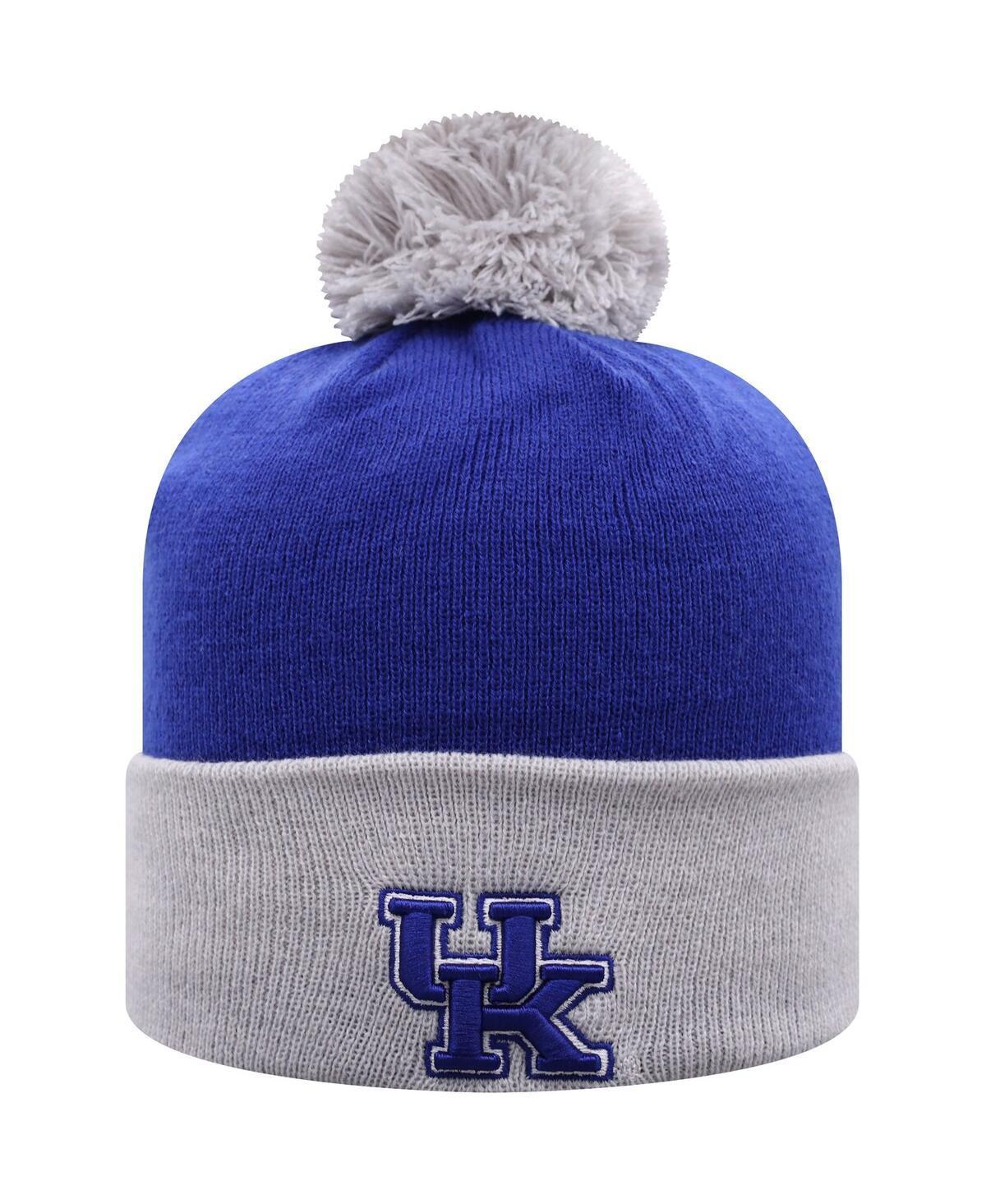 Mens Top of the World Royal and Gray Kentucky Wildcats Core 2-Tone Cuffed Knit Hat with Pom - Royal Product Image