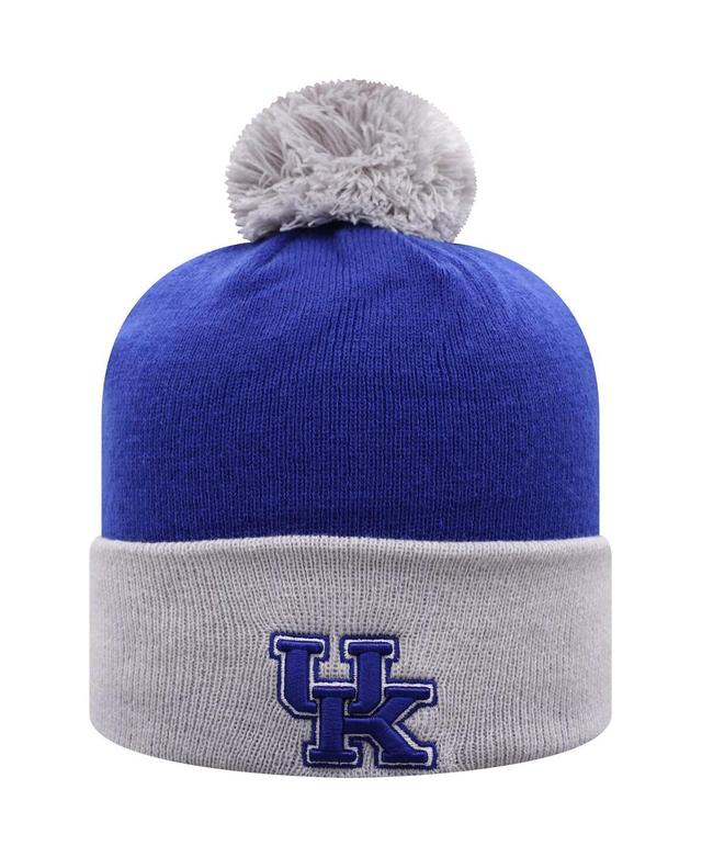 Mens Top of the World Royal and Gray Kentucky Wildcats Core 2-Tone Cuffed Knit Hat with Pom - Royal Product Image