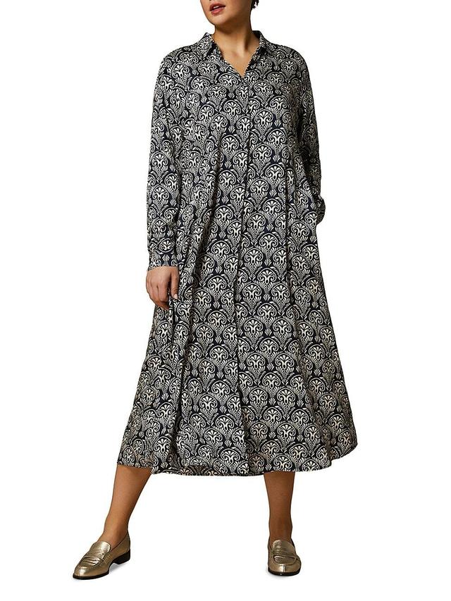 Womens Plus Adam Printed Satin Shirtdress Product Image