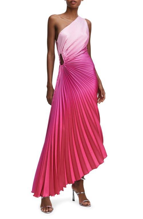 MANGO Ombr One-Shoulder Side Cutout Pleated Dress Product Image