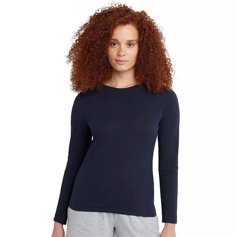 Womens Hanes Originals Long Sleeve Tee Light Silver Product Image