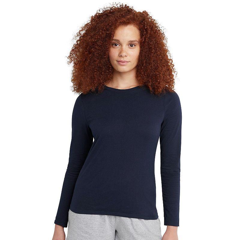 Womens Hanes Originals Long Sleeve Tee Blue Product Image