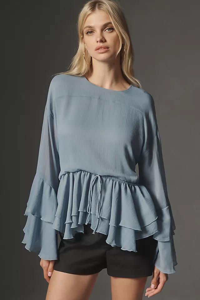 By Anthropologie Long-Sleeve Ruffled Tunic Blouse Product Image